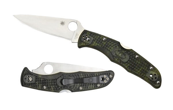 Spyderco C10ZFPGR Endura 4 Lightweight 3.80" Folding Plain Satin VG-10 SS Blade/Zome Green Bi-Directional Texturing FRN Handle Includes Pocket Clip — view 1