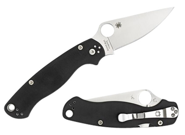 Spyderco C81GPLE2 Para Military 2  3.42" Folding Plain Satin CPM S45VN SS Blade Black Textured G10 Handle Left Hand Includes Pocket Clip — view 1