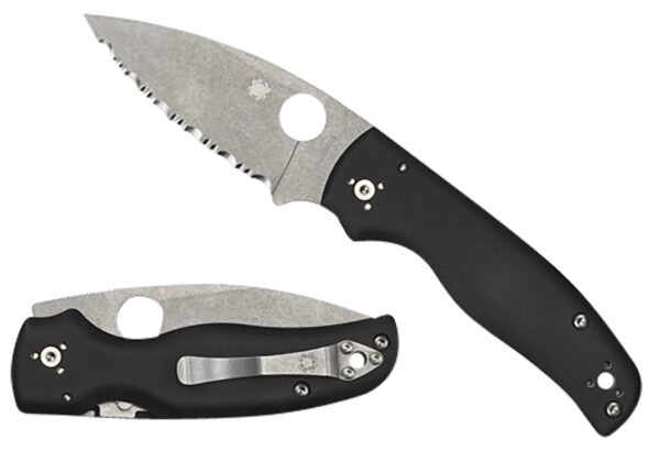 Spyderco C229GP Shaman  3.58" Folding Plain Stonewashed CPM S30V SS Blade/Black Textured G10 Handle Includes Pocket Clip — view 1