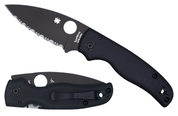 Spyderco C229GPBK Shaman  3.58" Folding Plain Black DLC CPM S30V SS Blade/Black Textured G10 Handle Includes Pocket Clip — view 1