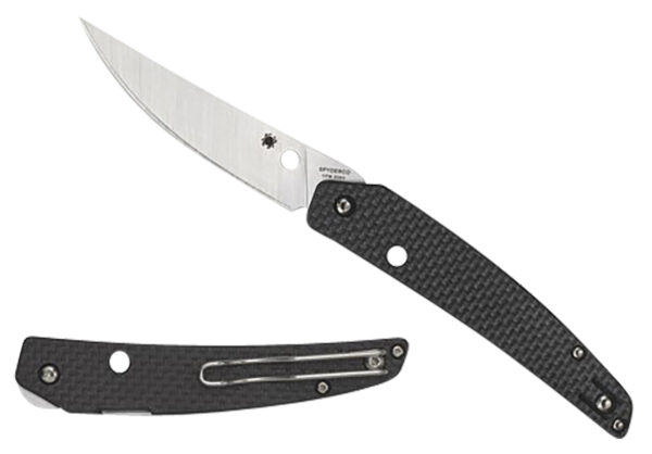 Spyderco C242CFP Ikuchi  3.26" Folding Plain CPM S30V SS Blade/Black Textured Carbon Fiber/G10 Handle Includes Pocket Clip — view 1