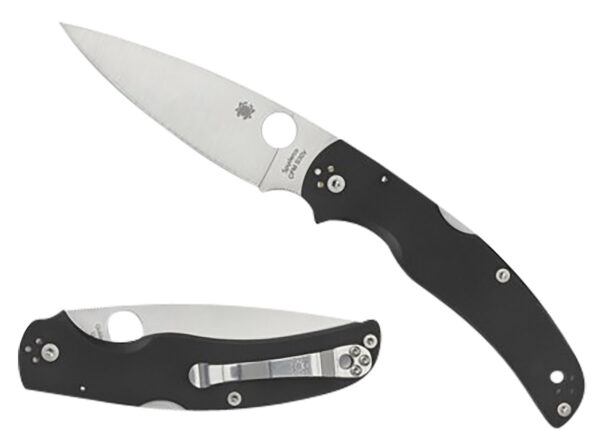 Spyderco C244GP Native Chief Lightweight 4.02" Folding Plain Stonewashed CTS BD1N SS Blade/Black Textured FRN Handle Includes Pocket Clip — view 1