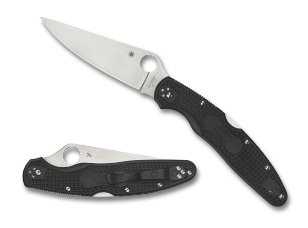 Spyderco C07PBK4 Police 4 Lightweight 4.39" Folding Plain Satin VG-10 SS Blade/Black Textured FRN Handle Includes Pocket Clip — view 1