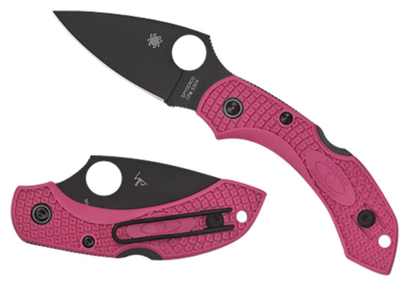 Spyderco C28FPPNS30VBK2 Dragonfly 2  2.30" Folding Plain Black TiCN CPM S30V SS Blade/Pink Textured w/Black Accents FRN Handle Includes Pocket Clip — view 1
