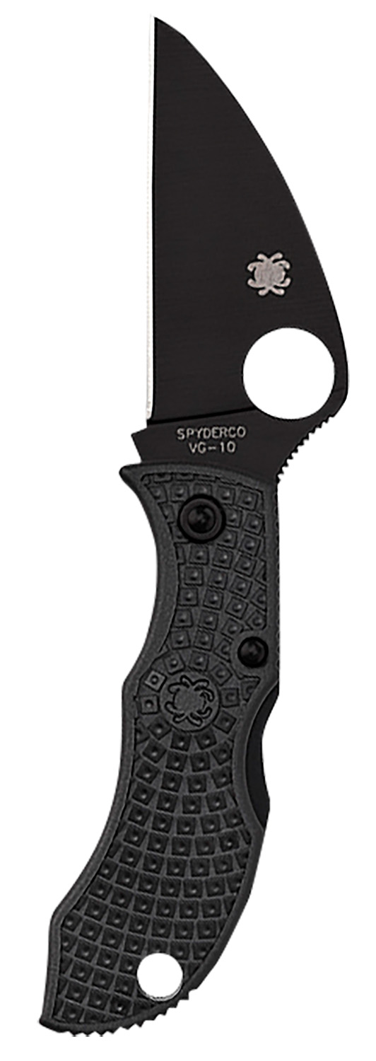 Spyderco MBKWPBK Manbug  1.91" Folding Wharncliffe Plain Non-Reflective Black TiCN VG-10 SS Blade/Black Textured FRN Handle — view 1
