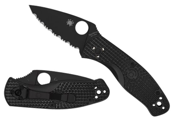 Spyderco C136PBBK Persistence Lightweight 2.75" Folding Plain Black Oxide 8Cr13MoV SS Blade/Black Bi-Directional Texturing FRN Handle Includes Pocket Clip — view 1