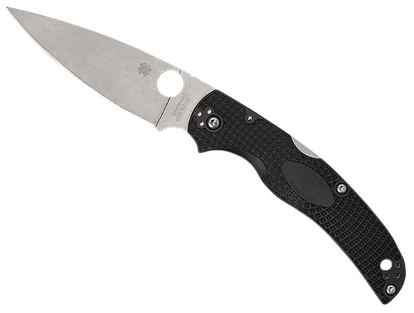 Spyderco C244PBK Native Chief Lightweight 4.02" Folding Plain Stonewashed CTS BD1N SS Blade/Black Textured FRN Handle Includes Pocket Clip — view 1