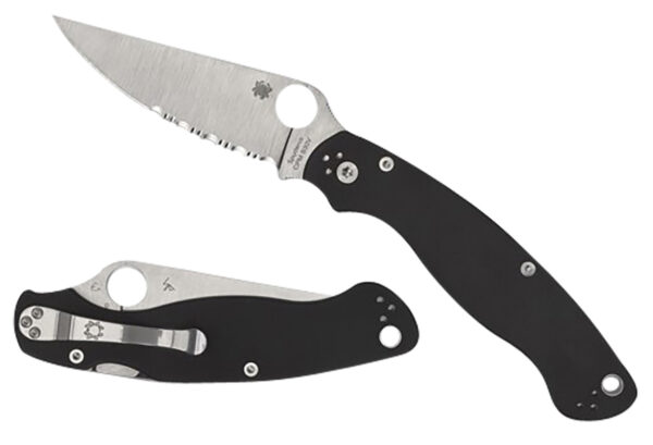 Spyderco C36GP2 Military 2  4" Folding Plain Stonewashed CPM S30V SS Blade/Black Textured G10 Handle Includes Pocket Clip — view 1