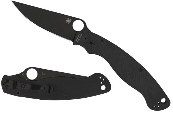 Spyderco C36GPBK2 Military 2  4" Folding Plain Black DLC CPM S30V SS Blade/ Black Textured G10 Handle Includes Pocket Clip — view 1