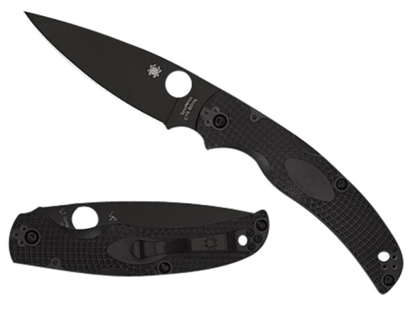 Spyderco C244PBBK Native Chief Lightweight 4.02" Folding Plain Black DLC CTS BD1N SS Blade/Black Textured FRN Handle Includes Pocket Clip — view 1
