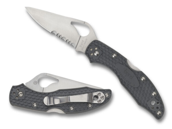 Spyderco BY04PSBK2 Byrd Meadowlark 2 Lightweight 2.87" Folding Drop Point Part Serrated 8Cr13MoV SS Blade Black  Textured FRN Handle Includes Pocket Clip — view 1