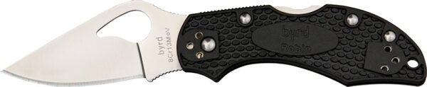 Spyderco BY10PBK2 Byrd Robin 2 Lightweight 2.43" Folding Drop Point Plain 8Cr13MoV SS Blade Black Bi-Directional Texturing FRN Handle Includes Pocket Clip — view 1