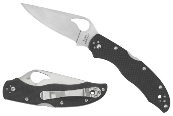 Spyderco BY01GPS2 Harrier 2  3.39" Folding Drop Point Part Serrated Stonewashed 8Cr13MoV SS Blade, Black Textured G10 Handle, Includes Pocket Clip — view 1