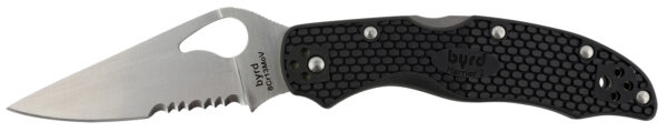 Spyderco BY01PSBK2 Byrd Harrier 2 Lightweight 3.36" Folding Part Serrated 3Cr13MoV SS Blade Black  Textured FRN Handle Includes Pocket Clip — view 1