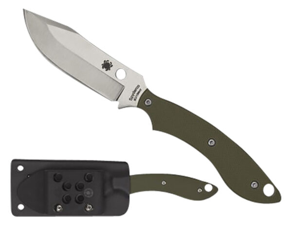 Spyderco FB49GPOD Stok  2.95" Fixed Bowie Plain Stonewashed 8Cr13MoV SS Blade/Olive Drab Textured G10 Handle Includes Sheath w/G-Clip — view 1