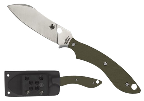 Spyderco FB50GPOD Stok  2.95" Fixed Drop Point Plain Stonewashed 8Cr13MoV SS Blade/Olive Drab Textured G10 Handle Includes Sheath w/G-Clip — view 1