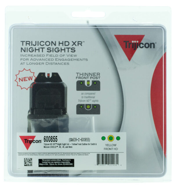 Trijicon 600855 HD XR Night Sights  Green/Tritium Yellow Outline Front Sight-Green Tritium Black Outline Rear Sight Smith & Wesson M&P Shield/M&P Shield Plus — view 1