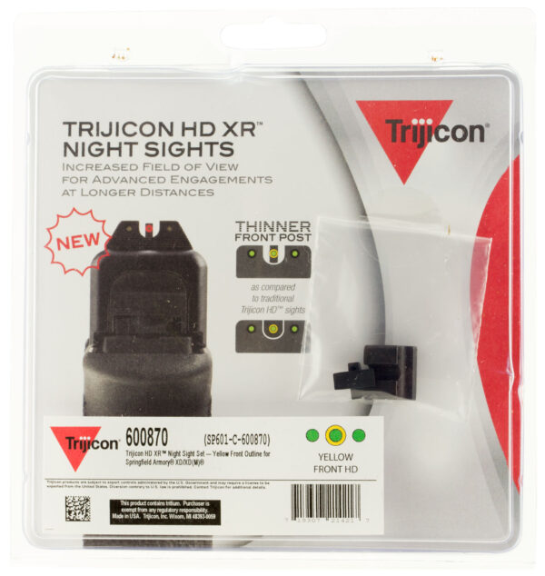 Trijicon 600870 HD XR Night Sights  Green/Tritium Yellow Outline Front Sight-Green Tritium Black Outline Rear Sight Springfield Armory XD/XD-M/XD Mod.2 — view 1