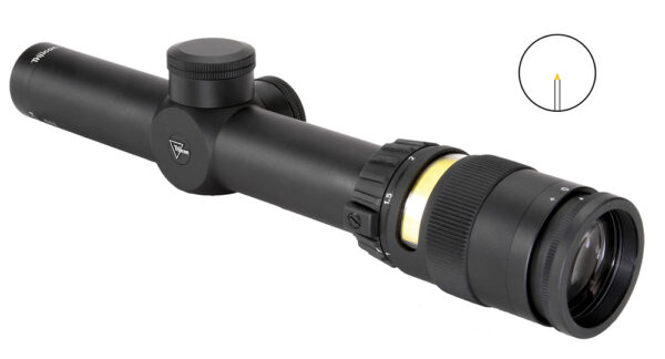 Trijicon 200052 AccuPoint  Black Hardcoat Anodized 1-4x 24mm 30mm Tube Illuminated Amber Triangle Post Reticle — view 1