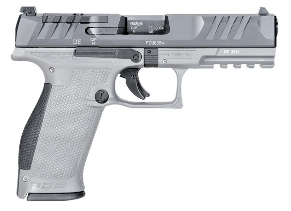 Walther Arms 2858371NP3 PDP  Full Size Frame 9mm Luger 18+1 4.50" Stainless Polygonal Rifled Barrel, Optic Ready/Serrated Steel Slide, Gray Polymer Frame w/Picatinny Rail Ambidextrous — view 1