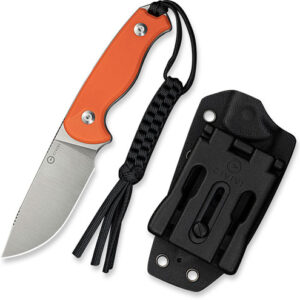 CIVIVI KNIFE TIMBERBARK 3.2" - FIXED ORANGE/SATIN G10 STNWASH — view 3