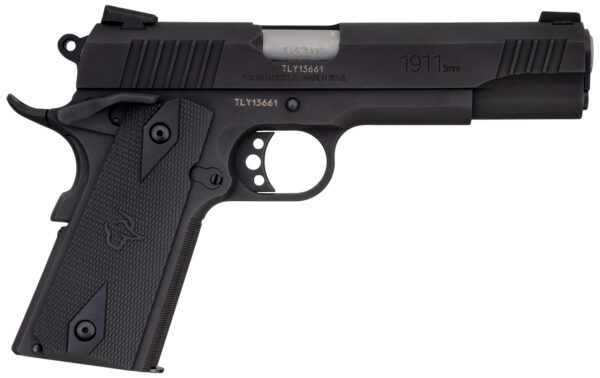 Taurus 11911019MM 1911  9mm Luger 9+1 5" Barrel, Matte Black Finish Beavertail Frame, Serrated Matte Black Steel Slide & Checkered Polymer Grip Includes Magazine — view 1