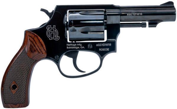 Heritage Mfg HR38B3W Roscoe  Small Frame 38 Special +P 5rd 3" Black Polished Alloy Steel Barrel & Cylinder, Black Polished Carbon Steel Frame, Wood Grip, Transfer Bar Safety — view 1