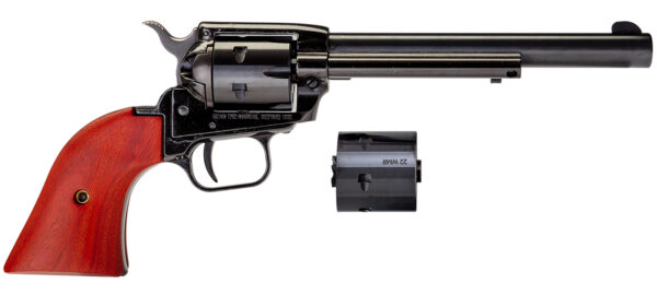 Heritage Mfg RR22MB6 Rough Rider  22 LR 22 WMR 6 Shot, 6.50" Black Steel Barrel, Black Zinc Alloy Frame, Black Cylinder, Cocobolo Grip, Hammer/Thumb Safety, Exposed Hammer — view 1