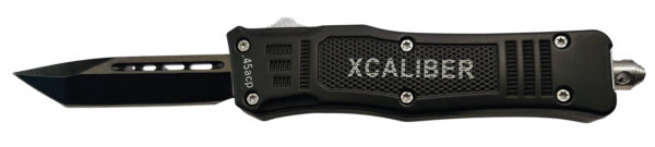 Xcaliber Knife Company  45 ACP  Small 2.75" OTF Tanto Plain Black 440C SS Blade, 3.91" Steel Handle — view 1