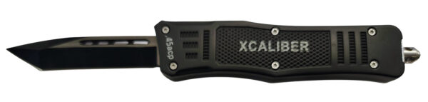 Xcaliber Knife Company  45 ACP  3.25" OTF Tanto Plain Black 440C SS Blade, 4.64" Steel Handle — view 1