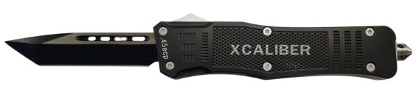 Xcaliber Knife Company  45 ACP  Large 3.80" OTF Tanto Plain Black 440C SS Blade, 5.30" Steel Handle — view 1