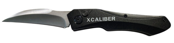 Xcaliber Knife Company  Switch Blade  3.25" Folding Sheepsfoot Plain Stainless D2 Steel Blade, 4.50" Black Aluminum Handle — view 1