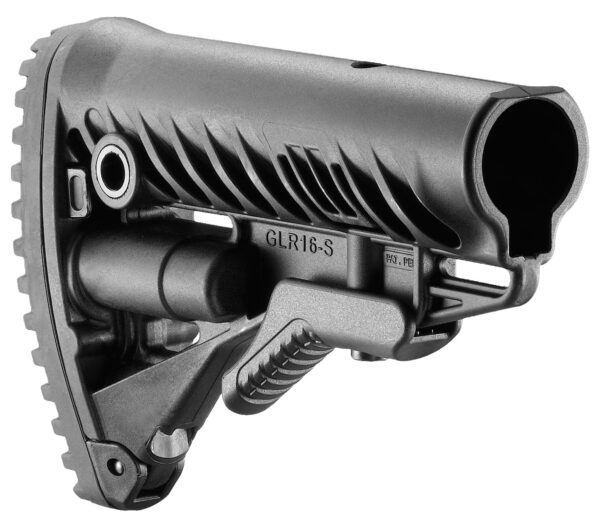 FAB Defense FXGLR16B GLR-16  Buttstock for AR-15/ M16/ M4 Fixed Storage Compartment & Anti-Rattle Mechanism Black Polymer — view 1