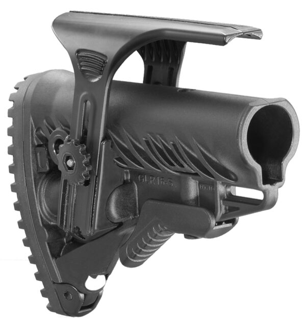 FAB Defense FXGLR16CP GLR-16 CP  Tactical Buttstock for AR-15/ M16/ M4 w/Adjustable Cheek-Rest & Anti-Rattle Mechanism Black Polymer — view 1