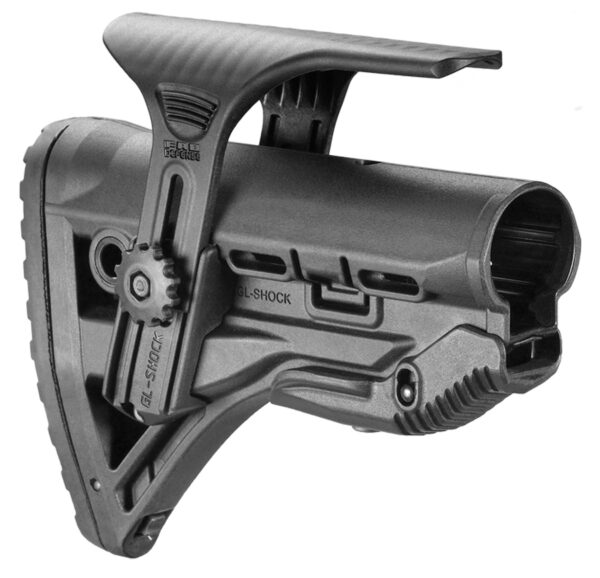 FAB Defense FXGLSHOCKCP GL-Shock CP Buttstock for AR-15/ M16/ M4 w/Adjustable Cheek-Rest & Anti-Rattle Mechanism Black Mil-Spec Reinforced Polymer — view 1