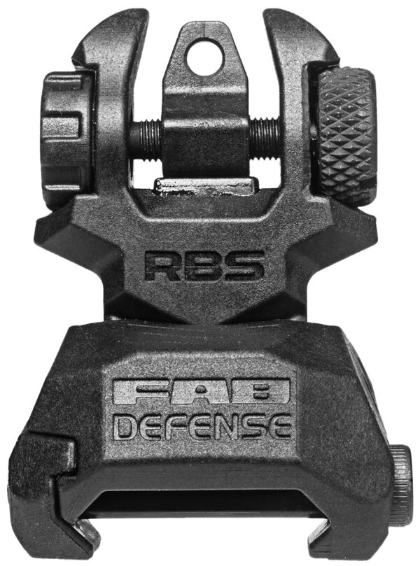 FAB Defense FXRBS Rear Back-Up Sight  for AR-15/ M16/ M4 Dual Aperture Low Folded Profile Spring-Locked Deployment Black Polymer & Metal — view 1