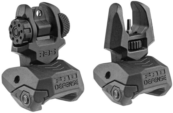 FAB Defense FXFRBS Front/Rear Folding Back-Up Sights  AR-15/ M16/ M4 Low Profile Dual Aperture Rear Sight Black Polymer and Metal — view 1