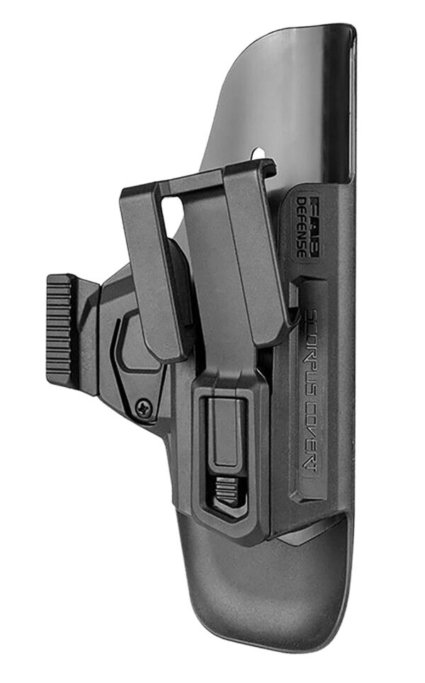 FAB Defense SCCG9B Scorpus Covert  IWB Black Polymer Belt Clip Compatible w/Glock 17/19/23/32 Belt 1.50-1.75" Wide Right Hand — view 1