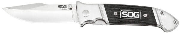 S.O.G SOG-FF38-CP Fielder  3.30" Folding Clip Point Plain Satin 7Cr17MoV SS Blade Black G10 Handle Includes Belt Clip — view 1