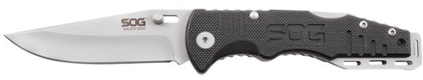 S.O.G SOGFF1001C Salute Mini 3.10" Folding Clip Point Plain Bead Blasted 8Cr13MoV SS Blade Black G10 Handle Includes Pocket Clip — view 1