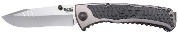 S.O.G SOG-SW1011-C Sideswipe  3.40" Folding Clip Point Plain Bead Blasted 7Cr15MoV SS Blade Gray Anodized Aluminum/G10 Handle Includes Belt Clip — view 1
