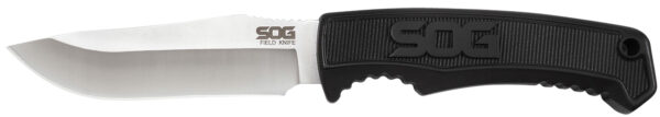 S.O.G SOGFK1001CP Field  4" Fixed Clip Point Plain Satin 7Cr17MoV SS Blade Black TPR Handle Includes Sheath — view 1