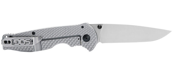 S.O.G SOG14180157 Flash FL 3.40" Folding Drop Point Plain Satin 4116 Stainless Steel Blade/Silver Stainless Steel Handle Includes Pocket Clip — view 1