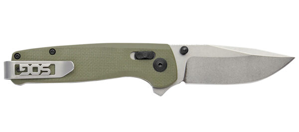 S.O.G SOGTM1022CP Terminus XR 2.95" Folding Plain Clip Point Stone Washed D2 Steel Blade/Olive Drab Textured G10 Handle — view 1