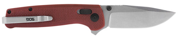 S.O.G SOGTM1023BX Terminus XR 2.95" Folding Clip Point Plain Stonewashed D2 Steel Blade Crimson Textured G10 Handle Features Box Packaging Includes Pocket Clip — view 1