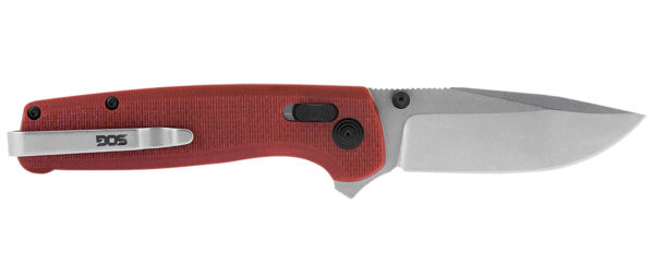 S.O.G SOGTM1023CP Terminus XR 2.95" Folding Clip Point Plain Stonewashed D2 Steel Blade Crimson Textured G10 Handle Includes Pocket Clip — view 1
