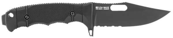 S.O.G SOG17210157 Seal FX 4.30" Fixed Clip Point Part Serrated Black Cerakote CPM S35VN SS Blade/Black GRN/SS Handle Includes Sheath — view 1