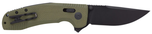S.O.G SOG12380241 SOG-TAC XR 3.39" Folding Clip Point Plain Black TiNi Cryo D2 Steel Blade OD Green G10 Handle Includes Pocket Clip — view 1