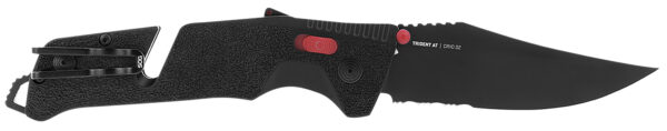 S.O.G SOG11120241 Trident AT 3.70" Folding Clip Point Part Serrated Black TiNi Cryo D2 Steel Blade/Black w/Red Accents GRN Handle Features Line Cutter/Glass Breaker — view 1