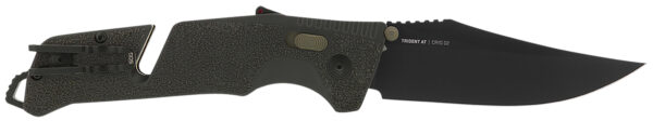 S.O.G SOG11120341 Trident AT 3.70" Folding Clip Point Plain Black TiNi Cryo D2 Steel Blade/Olive Drab w/FDE Accents GRN Handle Features Line Cutter/Glass Breaker — view 1